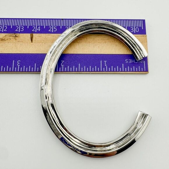 Vintage Star Shaped Cuff Bracelet Engraved Y2K Unique Affirmation Silver Tone - Picture 14 of 14